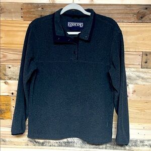 Lands' End size Medium Charcoal Long Sleeve Pullover Quarter Snap Fleece Top